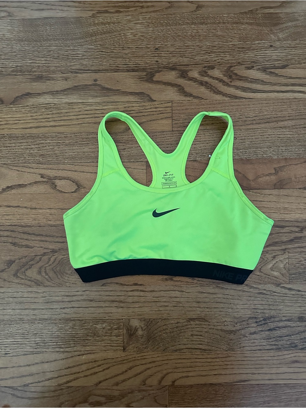 Nike Neon Green Racerback Sports Bra with Black Band